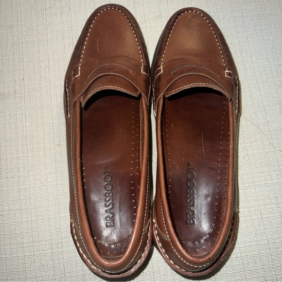 Brass Boot Brown Leather Penny Loafers Shoes Slip On Walking Gloves Men's 7.5M - Picture 10 of 11